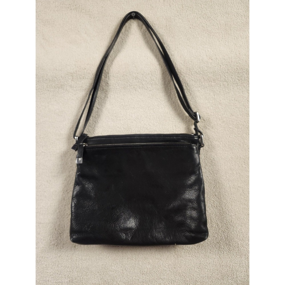 Margot Crossbody Shoulder Bag Leather Purse Black Boho Soft 2 Zippers